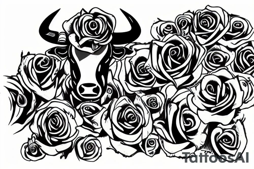 Bull with rose tattoo idea