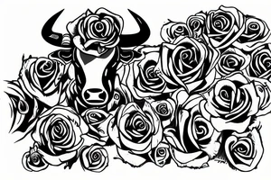 Bull with rose tattoo idea