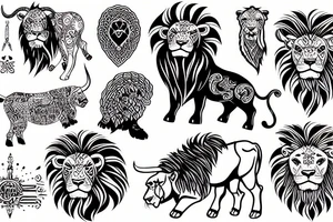 Bull with lion tattoo idea