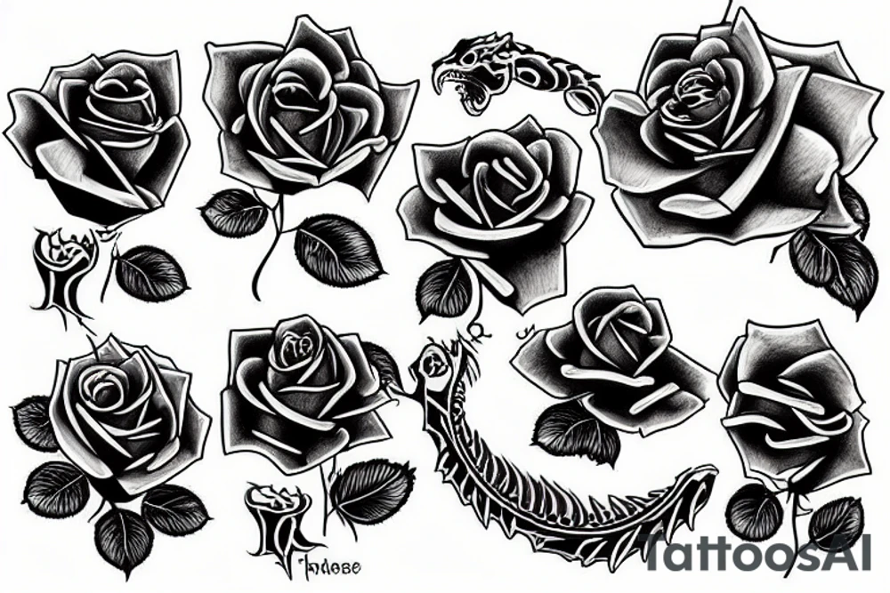 Rose and Dragon tattoo idea