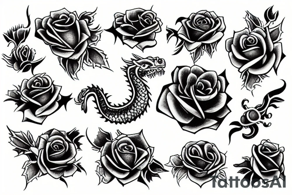 Rose and Dragon tattoo idea