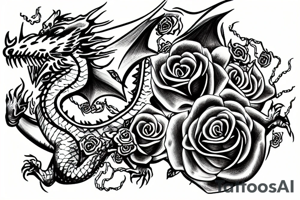 Dragon eats rose tattoo idea