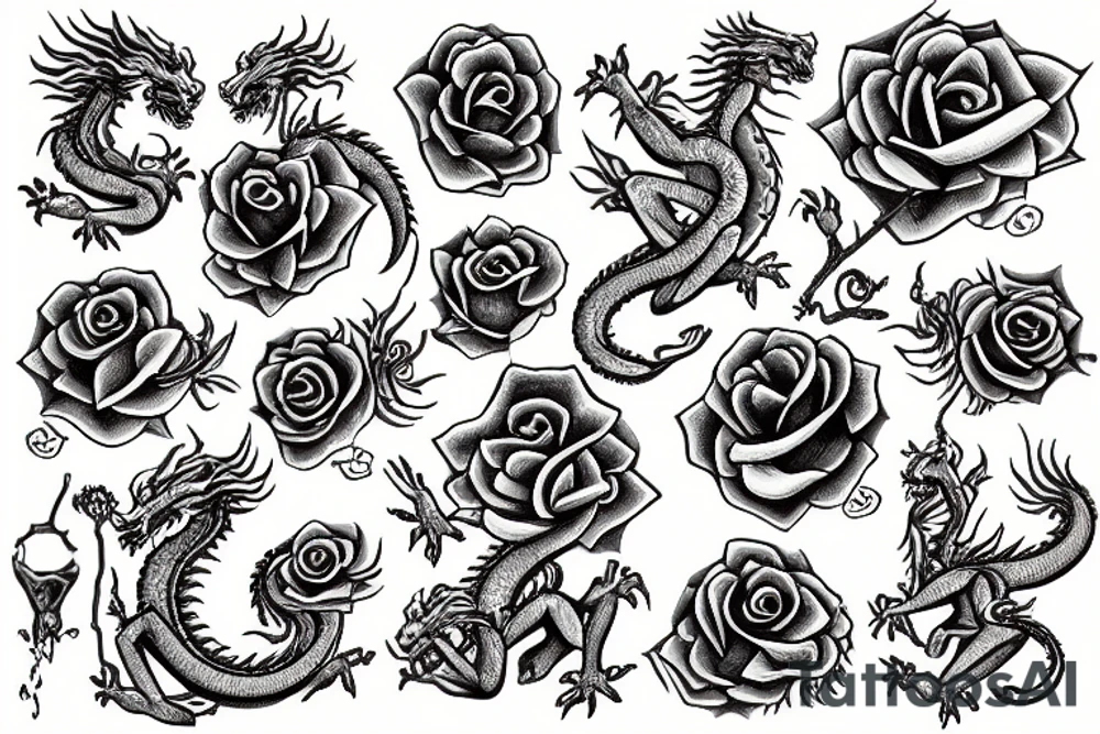 Dragon eats rose tattoo idea