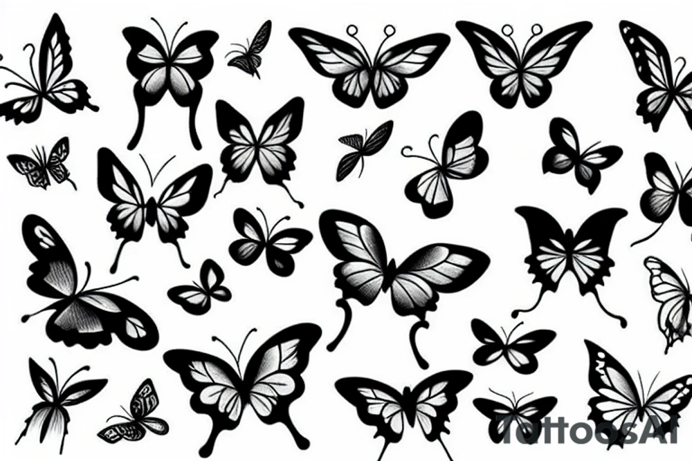 Half Floral half butterfly tattoo idea