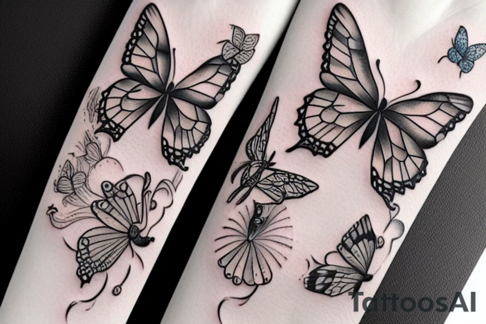Half Flower half butterfly tattoo idea