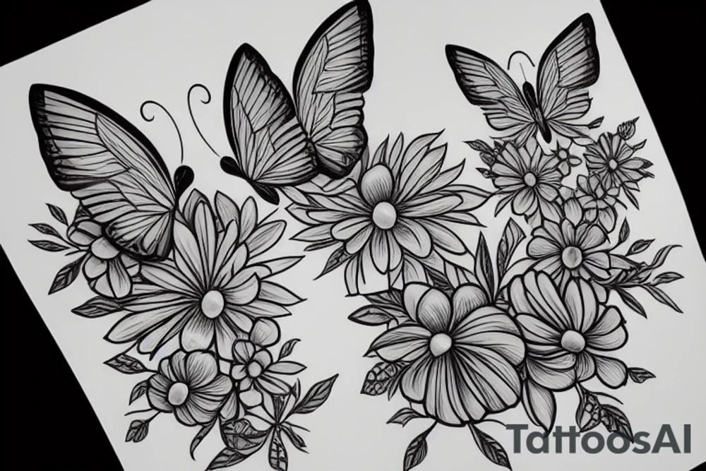 Half Flower half butterfly tattoo idea
