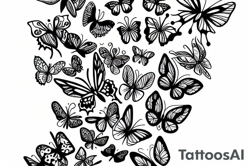 Half Flower half butterfly tattoo idea