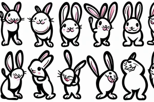 Smiling bunny standing on two legs with one hand on his heart and the other in the air tattoo idea