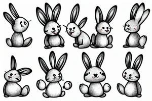 Smiling bunny standing on two legs with one hand on his heart and the other in the air tattoo idea