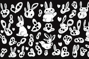 Smiling bunny standing on two legs with one paw on his heart and the other in the air tattoo idea