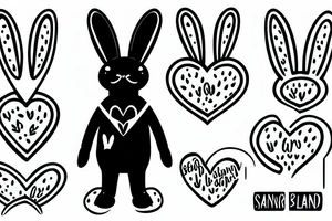 Smiling bunny standing on two legs with one paw on his heart and the other in the air tattoo idea