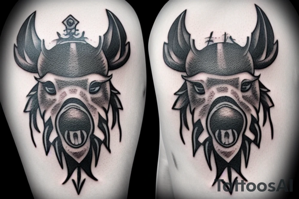 Boar head with a sword piercing it tattoo idea
