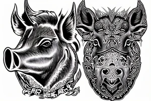 Boar head high detail tattoo idea