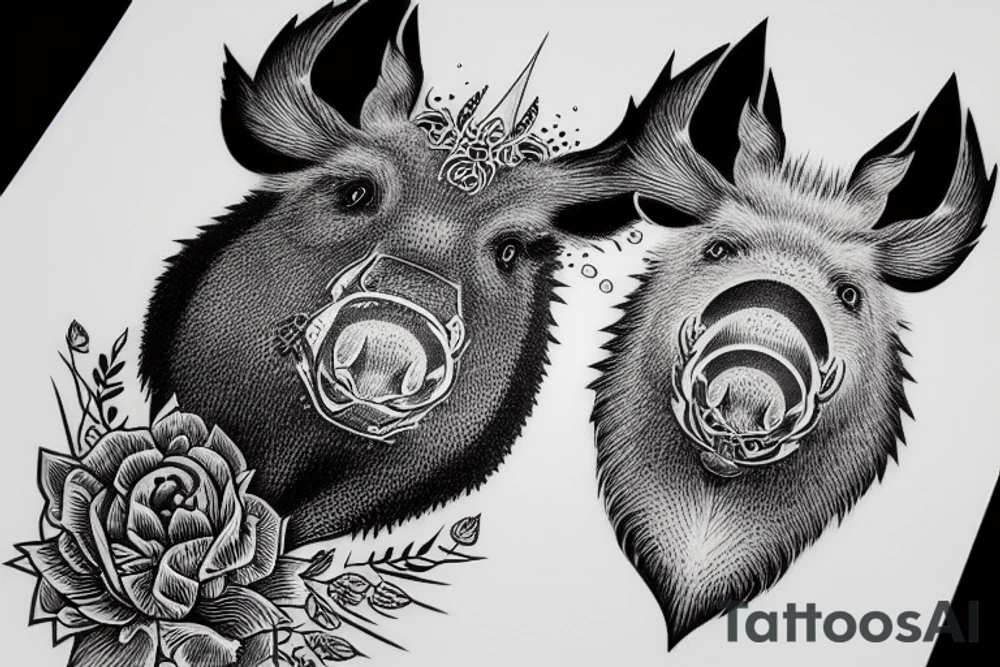 Boar head high detail tattoo idea