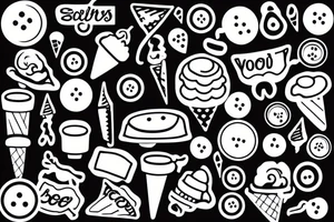 Sew buttons on ice cream tattoo idea