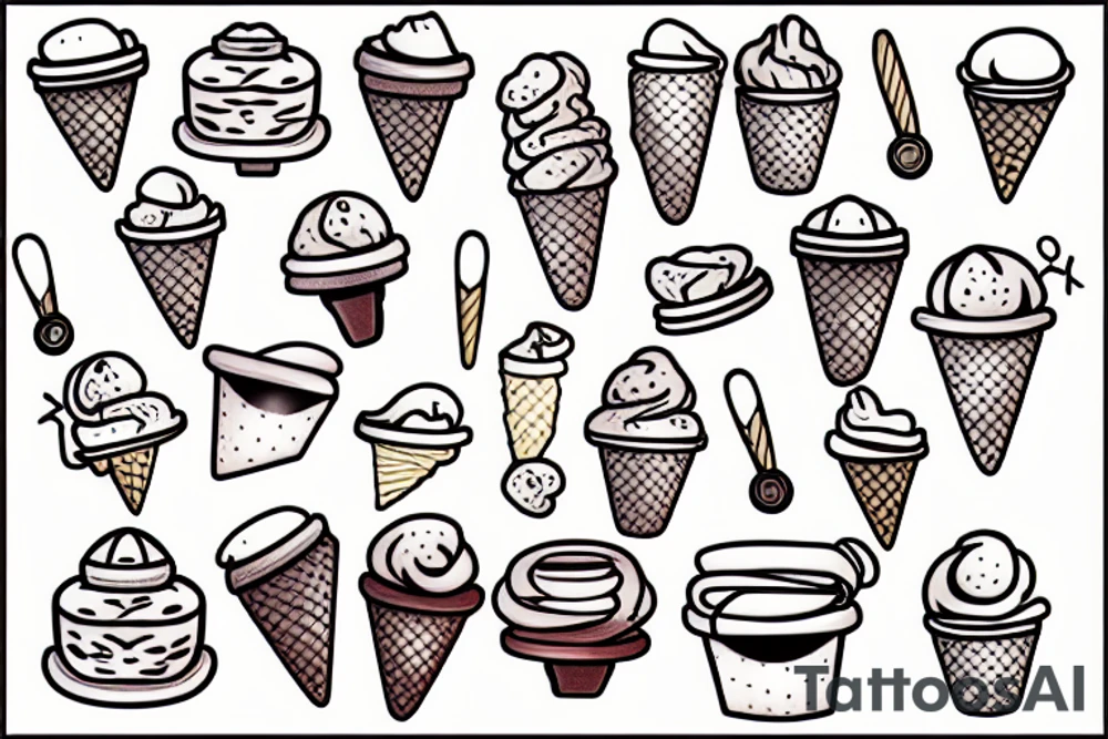 Sew buttons on ice cream tattoo idea
