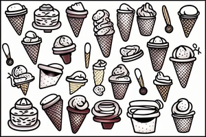 Sew buttons on ice cream tattoo idea