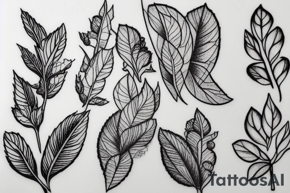A mix between basil plant and hazelnut and it's leaves tattoo idea