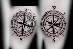 Realistic compass with edelweiss as compass needle tattoo idea