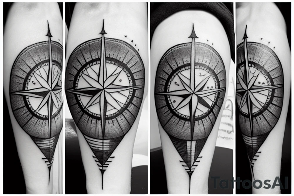 Realistic compass with edelweiss as compass needle tattoo idea