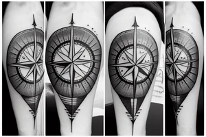 Realistic compass with edelweiss as compass needle tattoo idea