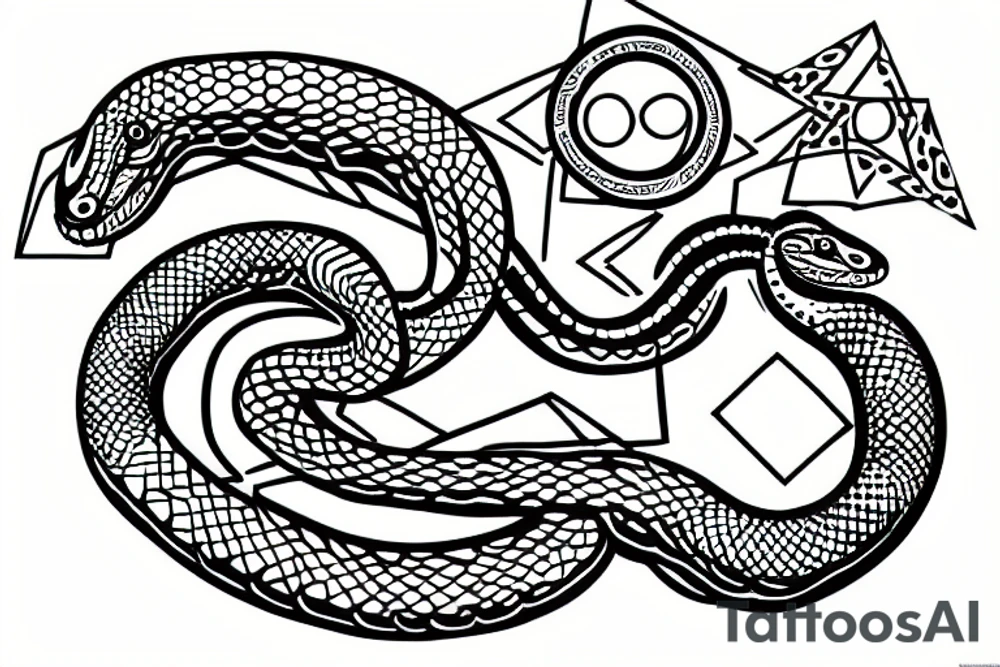 Snake with geometrical skin tattoo idea