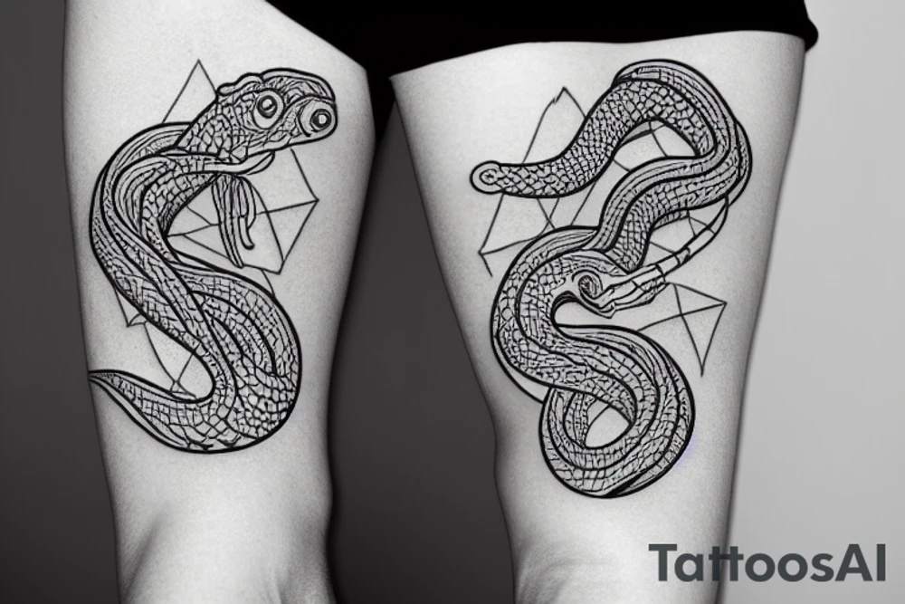 Snake with geometrical skin tattoo idea