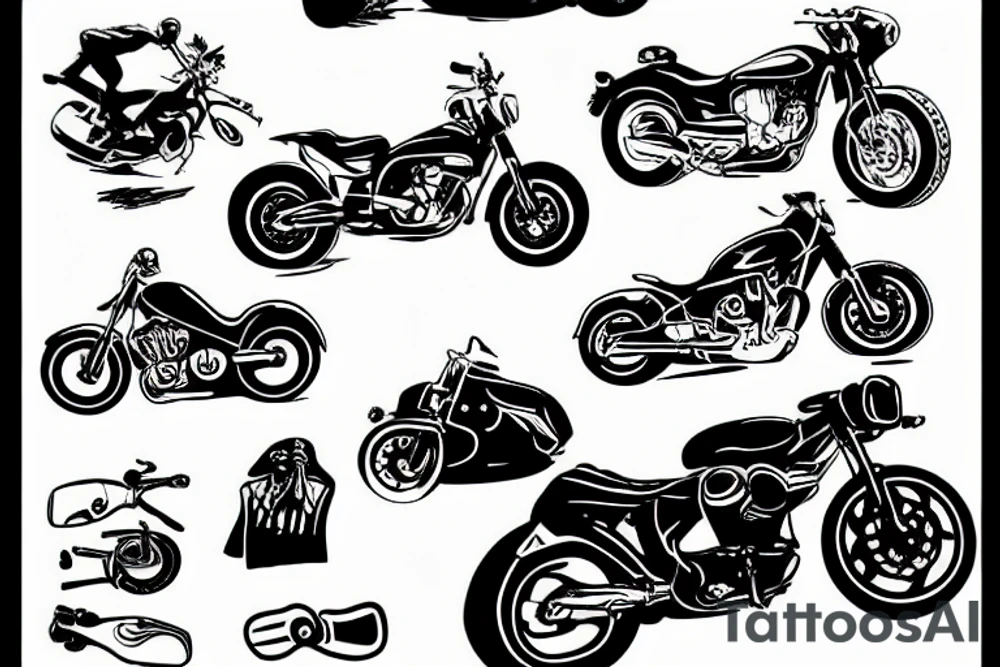 motorbike driving on a road tattoo idea