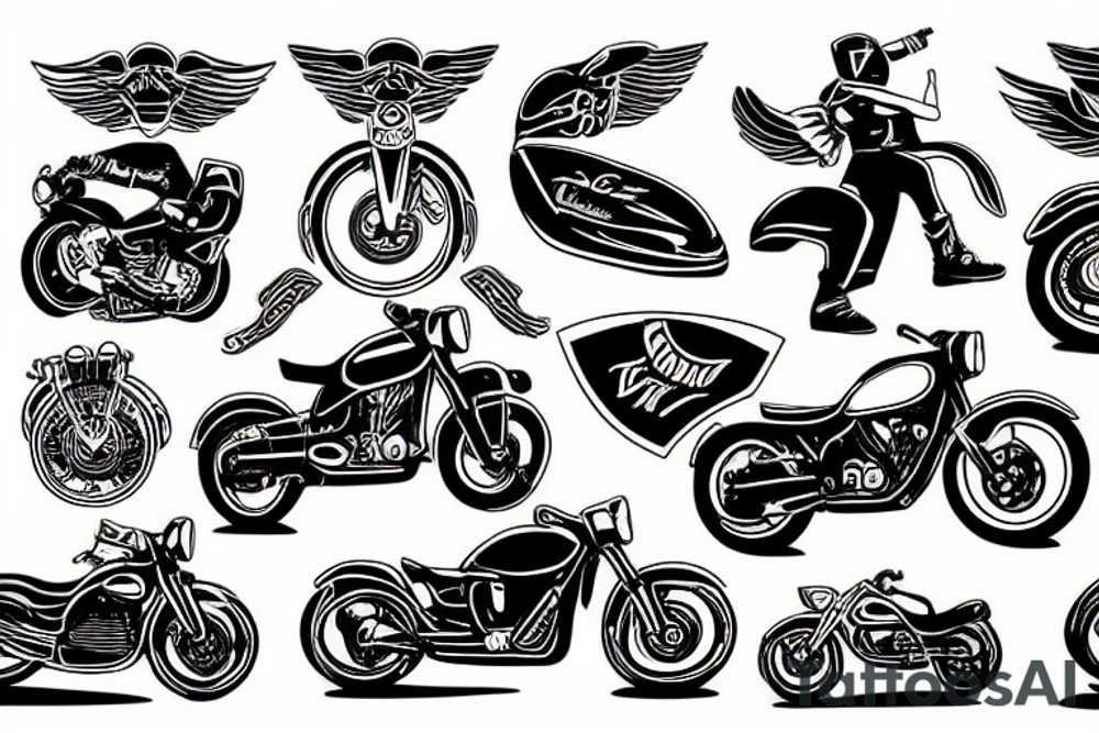 motorbike driving on a road tattoo idea