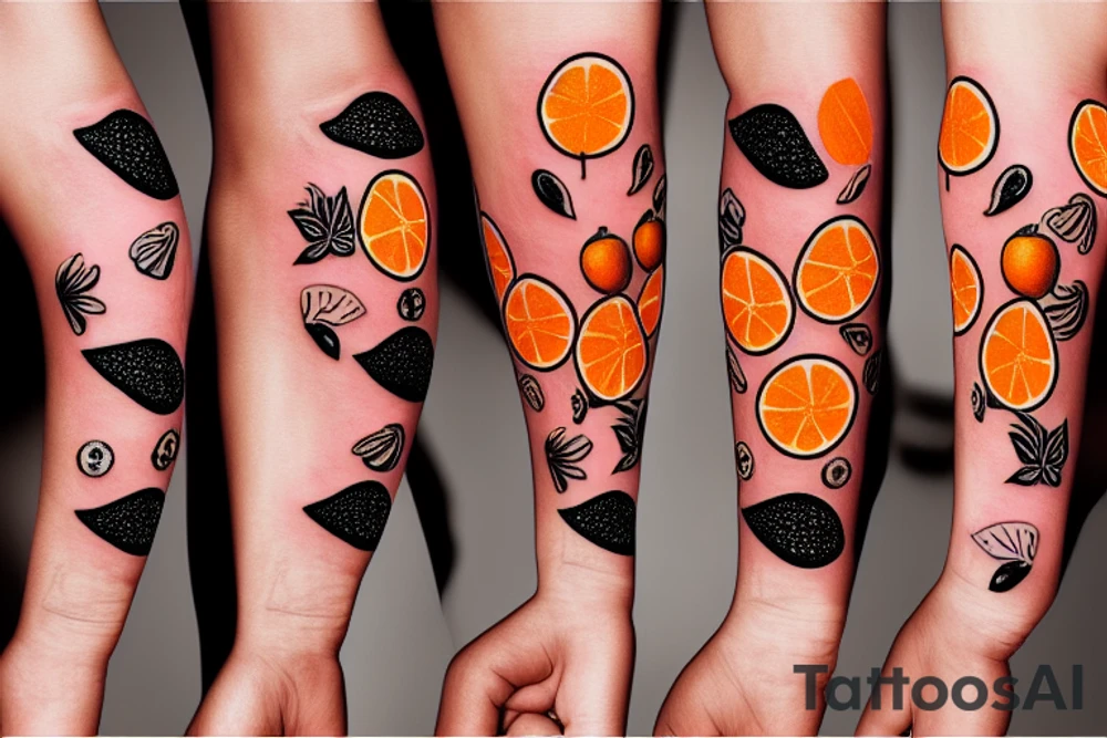 Orange fruit with a band aid tattoo idea