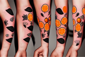 Orange fruit with a band aid tattoo idea