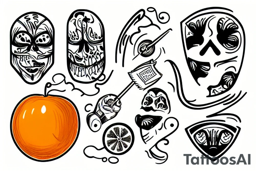 Whole orange with a band aid tattoo idea