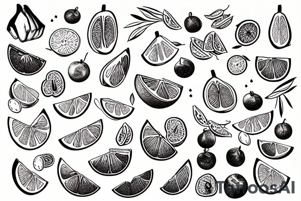 Orange fruit with a bandaid tattoo idea