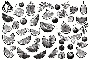 Orange fruit with a bandaid tattoo idea