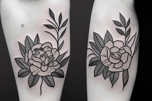 small hill  with retam  flower, Myrtle and Bud on it tattoo idea