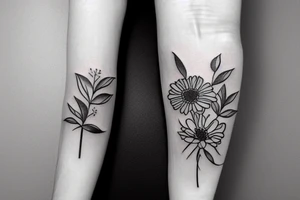 small hill  with retam  flower, Myrtle and Bud on it tattoo idea