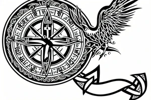 viking raven scottish compass tattoo idea