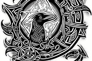 viking raven scottish compass tattoo idea