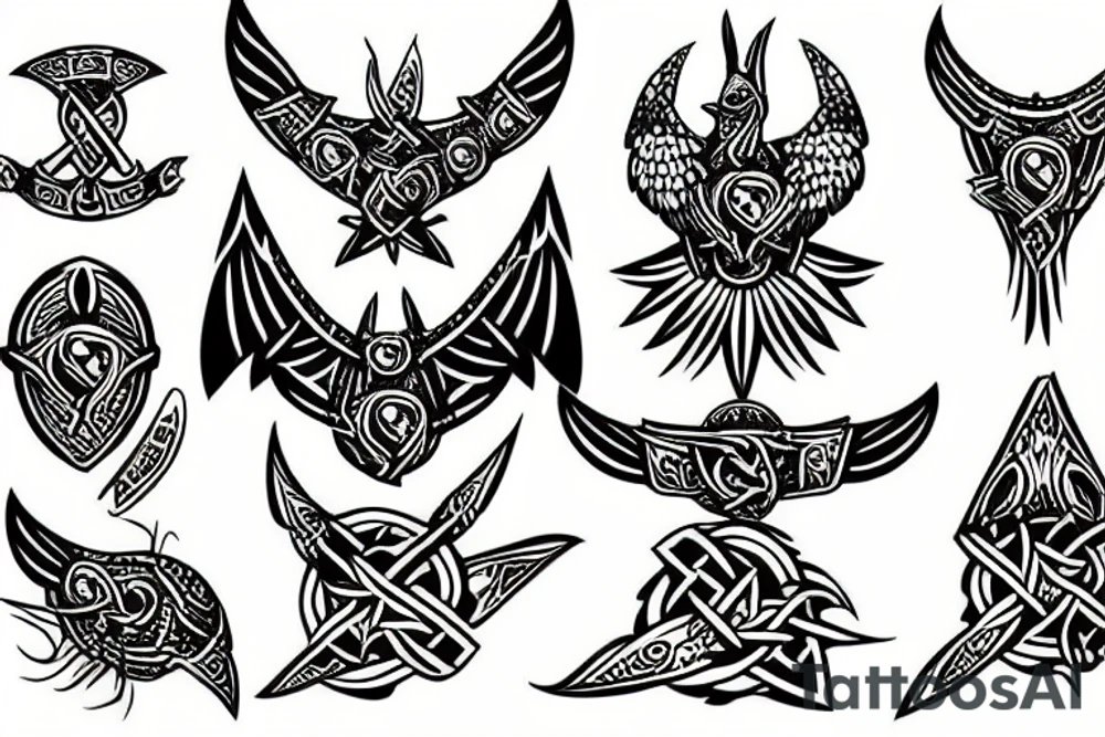viking raven scottish compass tattoo idea
