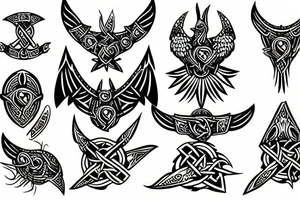 viking raven scottish compass tattoo idea