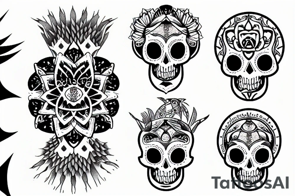 Cancerian astrology lotus skulls tattoo idea