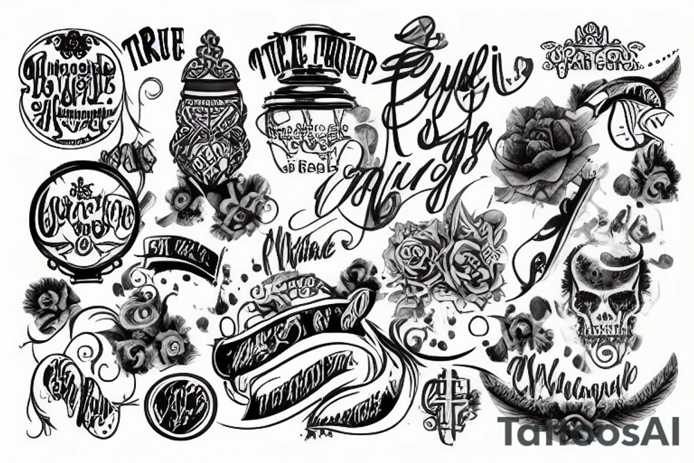 the word TRUE in capital tattoo idea