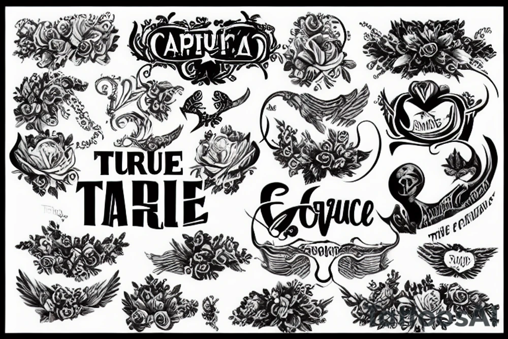 the "TRUE" word in capital tattoo idea