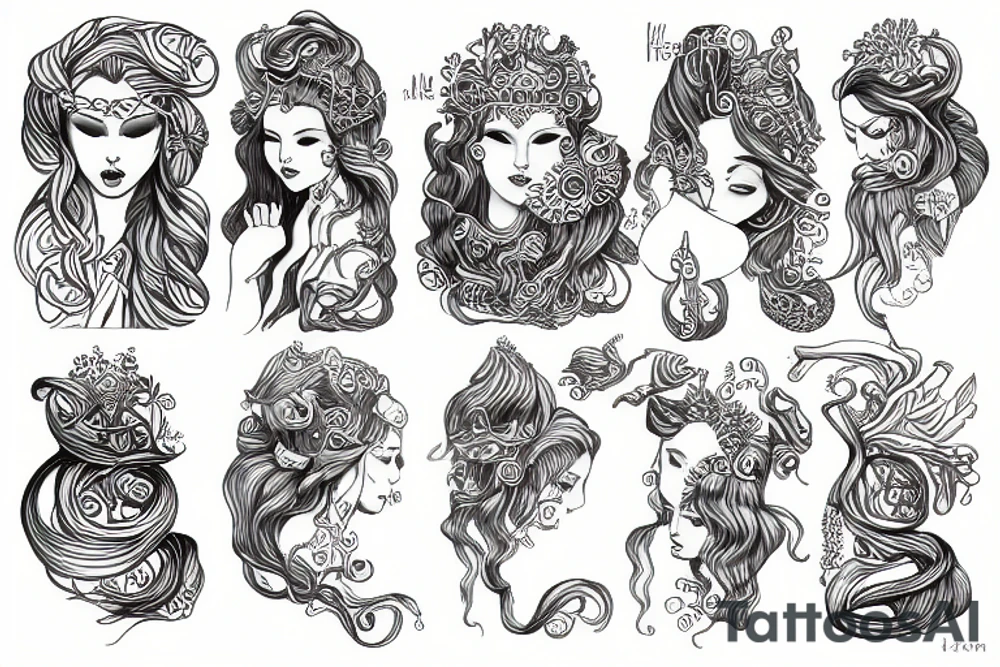 Water of sea goddess tattoo idea