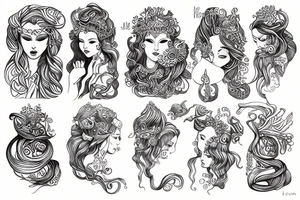 Water of sea goddess tattoo idea