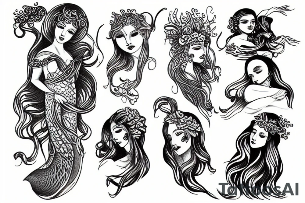 Water of sea goddess tattoo idea