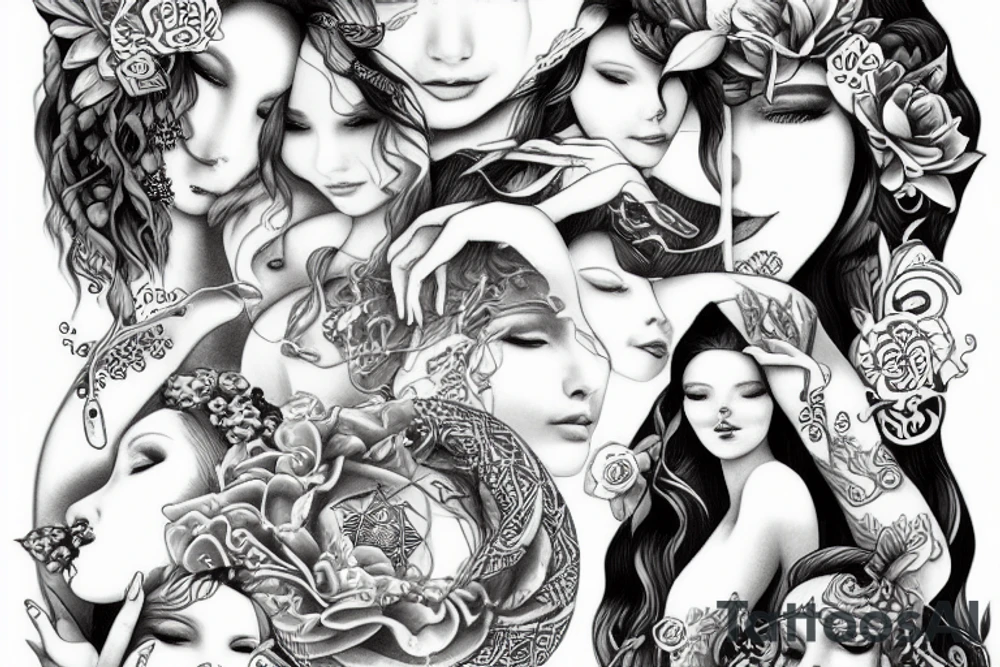 Water of sea goddess tattoo idea