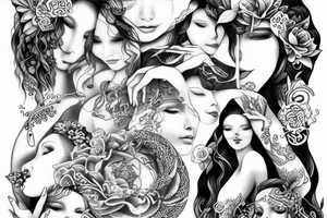 Water of sea goddess tattoo idea