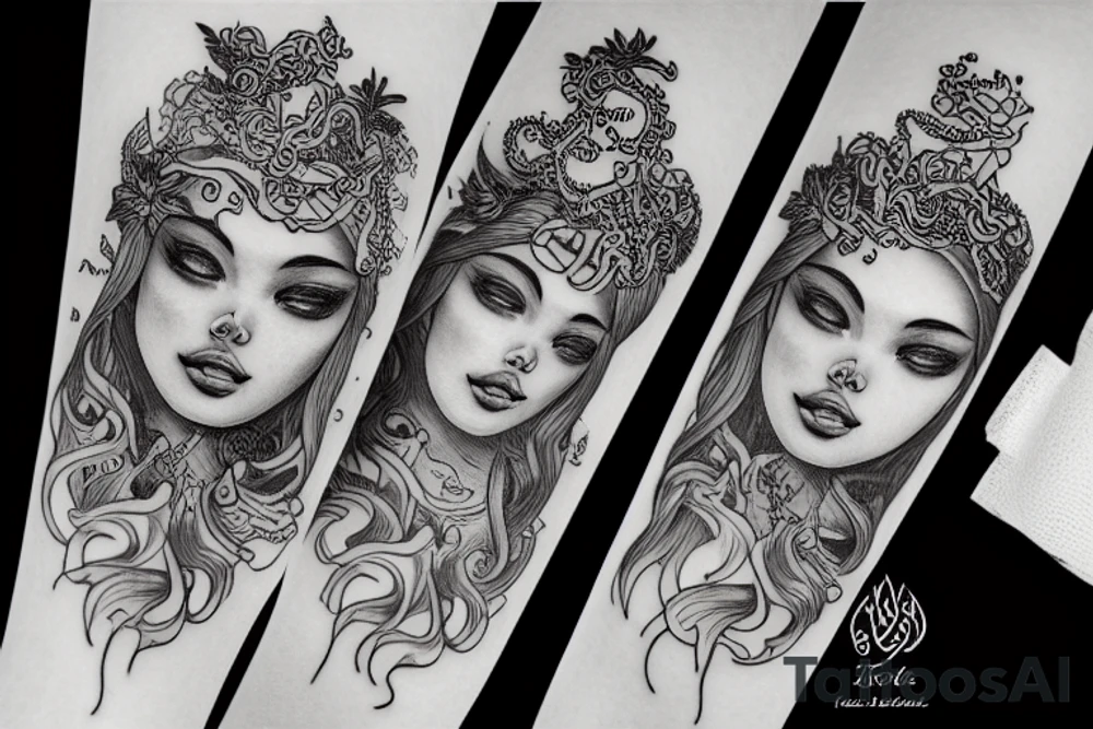 Water of sea goddess tattoo idea