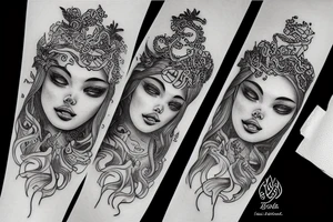 Water of sea goddess tattoo idea
